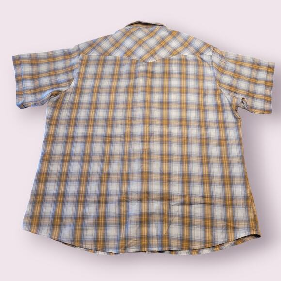 VTG Wrangler Western Pearl Snap Shirt Men’s XL Gold White Plaid Cowboy EUC - Picture 4 of 6